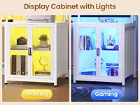 L Shaped Gaming Desk with 4 Drawers, 109” Computer Desk with Display Cabinet, Home Office Desks with 2 Monitor, Customized 5