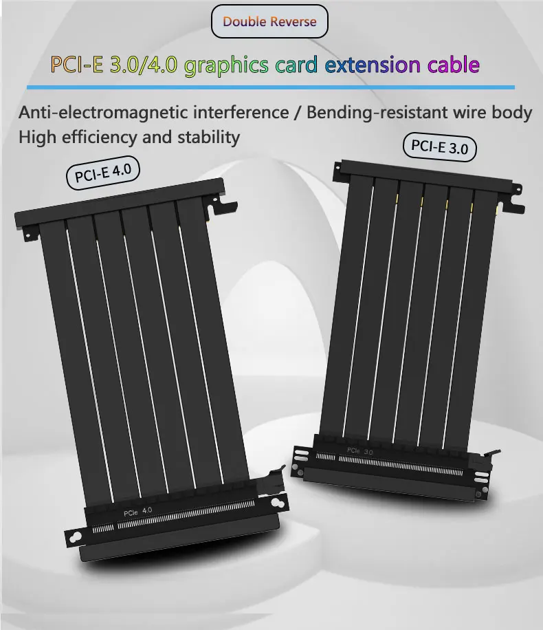 180° PCI-E 3.0/4.0 X16 GPU Extension Cord Shielded Flexible Mounting Riser Cable