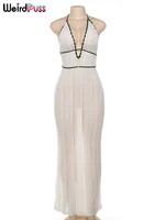 Weird Puss Sexy Elegant Halter Dress Women Summer Backless Lace-Up Color-Block Sleeveless Trendy Nightclub Wild Fashion Clothing - Image 6