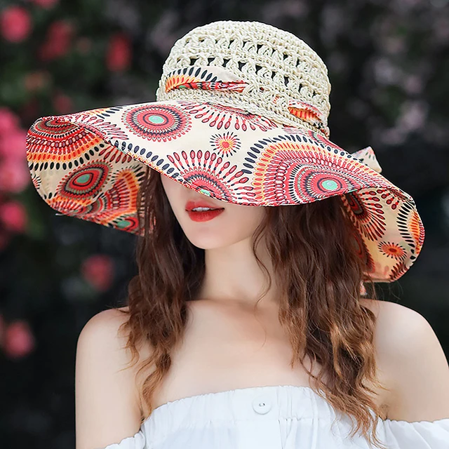 Wide Brim New Hot Fashion Design Flower Big Beach Hat Foldable Brimmed Sun  Hat Summer Hats For Women UV Protection Fisherman Cap - AliExpress