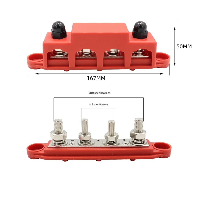 

Busbar Box Plate 250A Integrated Specification Current Busbar Cable Box Power Box Parts For RV Yacht Car Red