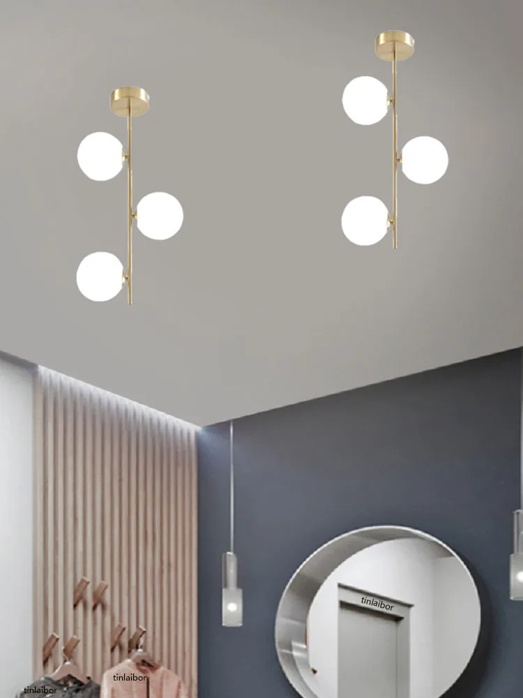 TINLAIBOR Simplicity Acrylic White Ball Ceiling Light G9 Bulbs Aisle Corridor Porch Bedroom Cloakroom Art Ceiling Lamp