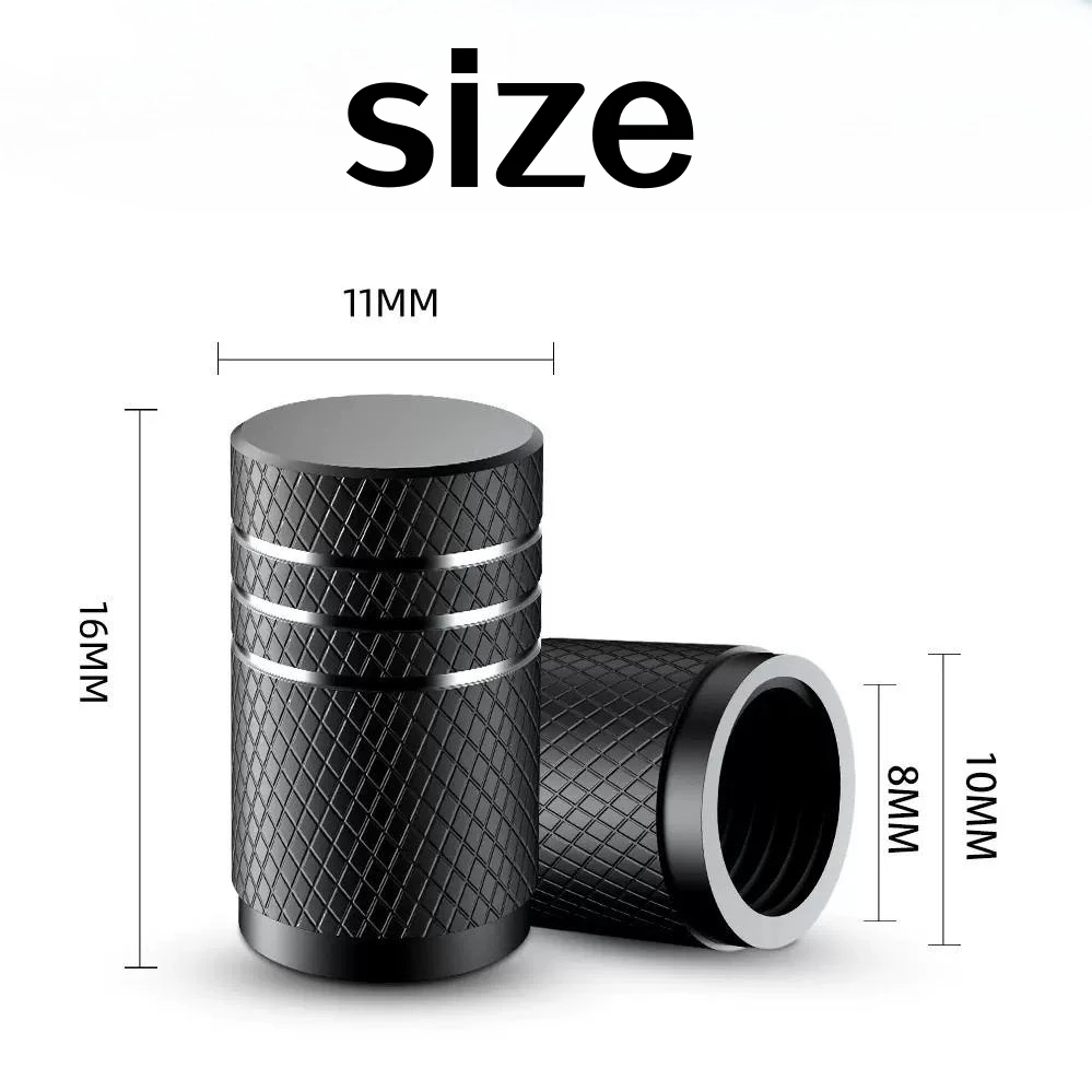 Tire Valve Caps 4Pcs Car Tire Valve Stems Cap Knurling Style Aluminum Wheel Stem Air US Schrader