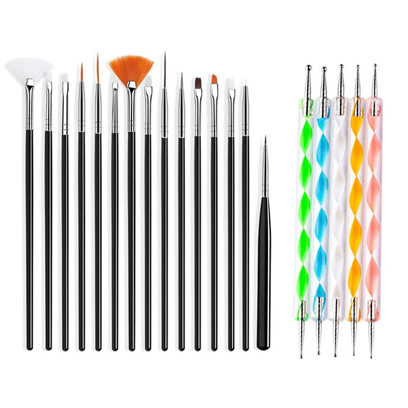 Description Picture 2 of item5/20Pcs Nail Art Brushes Set Professional Nail Supplies For Acrylic UV Gel Drawing Dotting Manicure Design Tools Accessorie