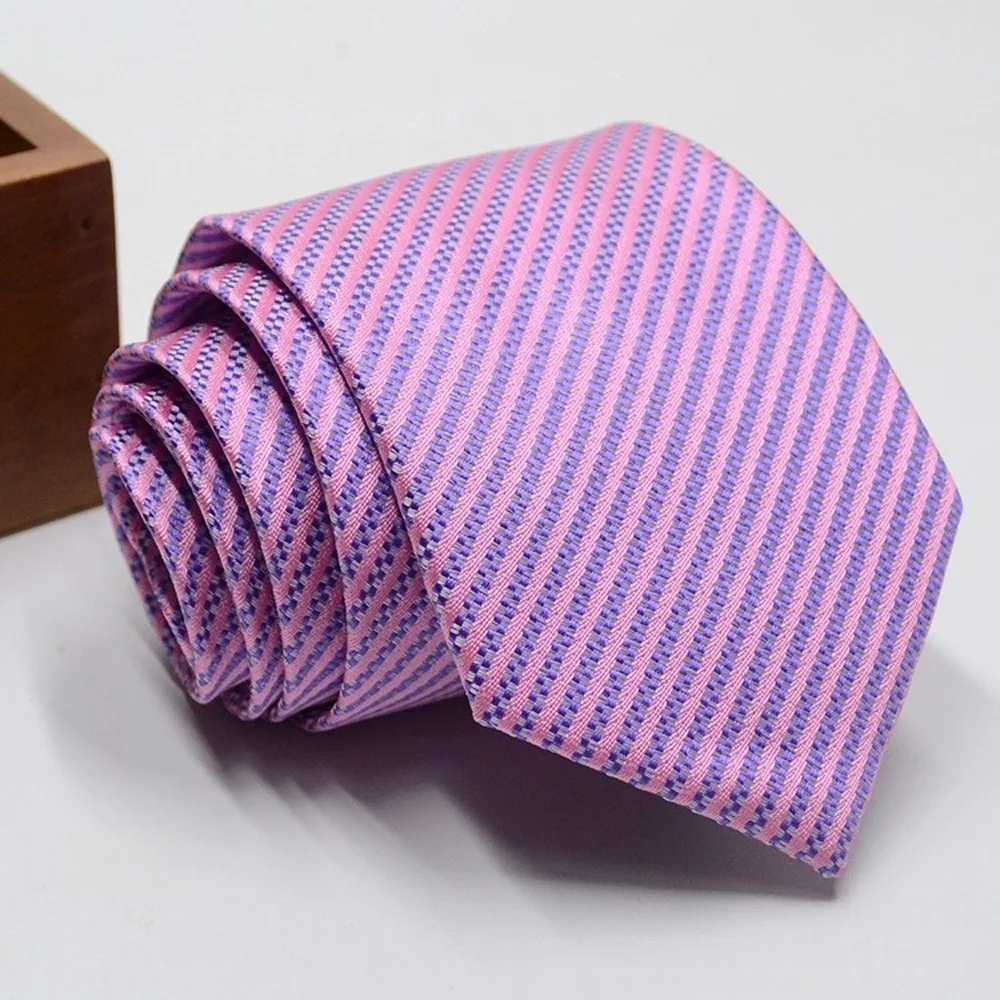 Classic Stripe Necktie - Business Formal Tie for Men 8cm Blue Black Pink Red