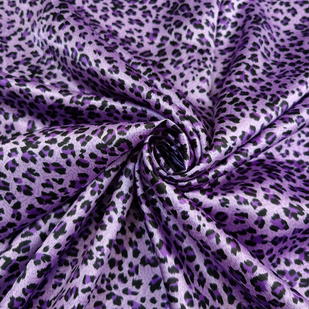1 meter X 1.48 meter Africa Leopard Print Satin Fabric Scarf Gown Pyjamas Material Lining 5