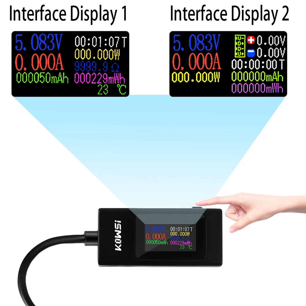 Double Type-C Tester DC Digital Voltmeter Amperimetor Voltage Current Meter Ammeter Detector Power Bank Charger Indicator digital multimeter,digital voltmeter,voltage tester,digital current meter,multimeter tester