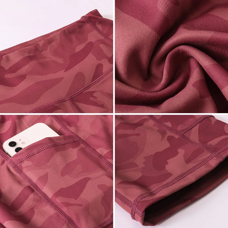 Women's Printed Yoga Shorts with Pockets Skin-friendly Tight Elastic Quick-drying Sports Fitness Shorts Yu02413