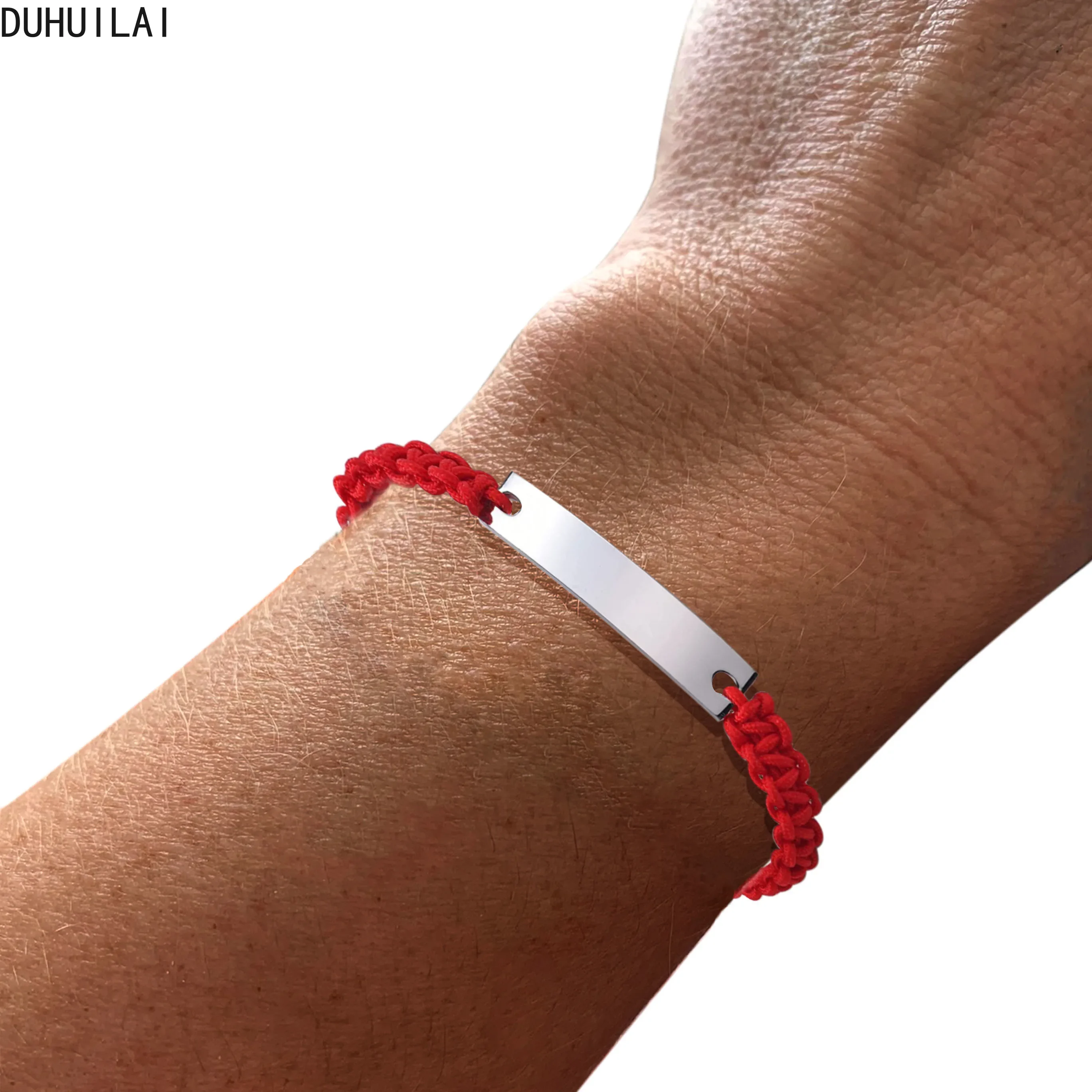 

Personalized Men and Women Stainless Steel Name Couple Bracelet Red White Black Adjustable Valentine's Birthday Gift