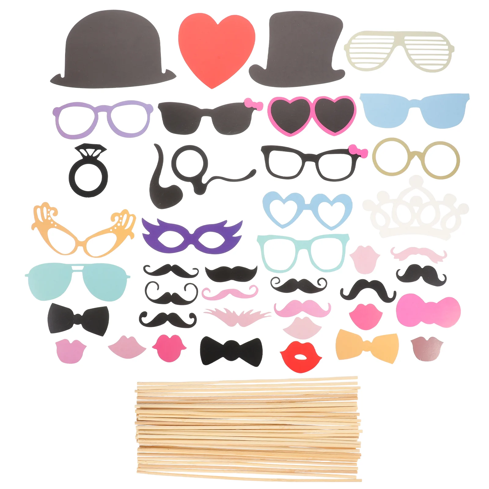 

44-in-1 DIY Glasses Moustache Red Lips Bow Ties Hats On Sticks Wedding Birthday Party Photo Booth Props
