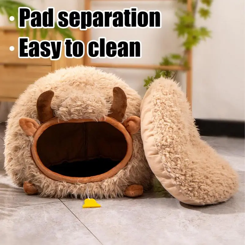 Nid de tente semi-fermé pour animaux de compagnie, lits de diversification pour chat, grotte chaude douce pour l'hiver, lit avec couvercle, petits animaux, chaton d'intérieur – Image 4