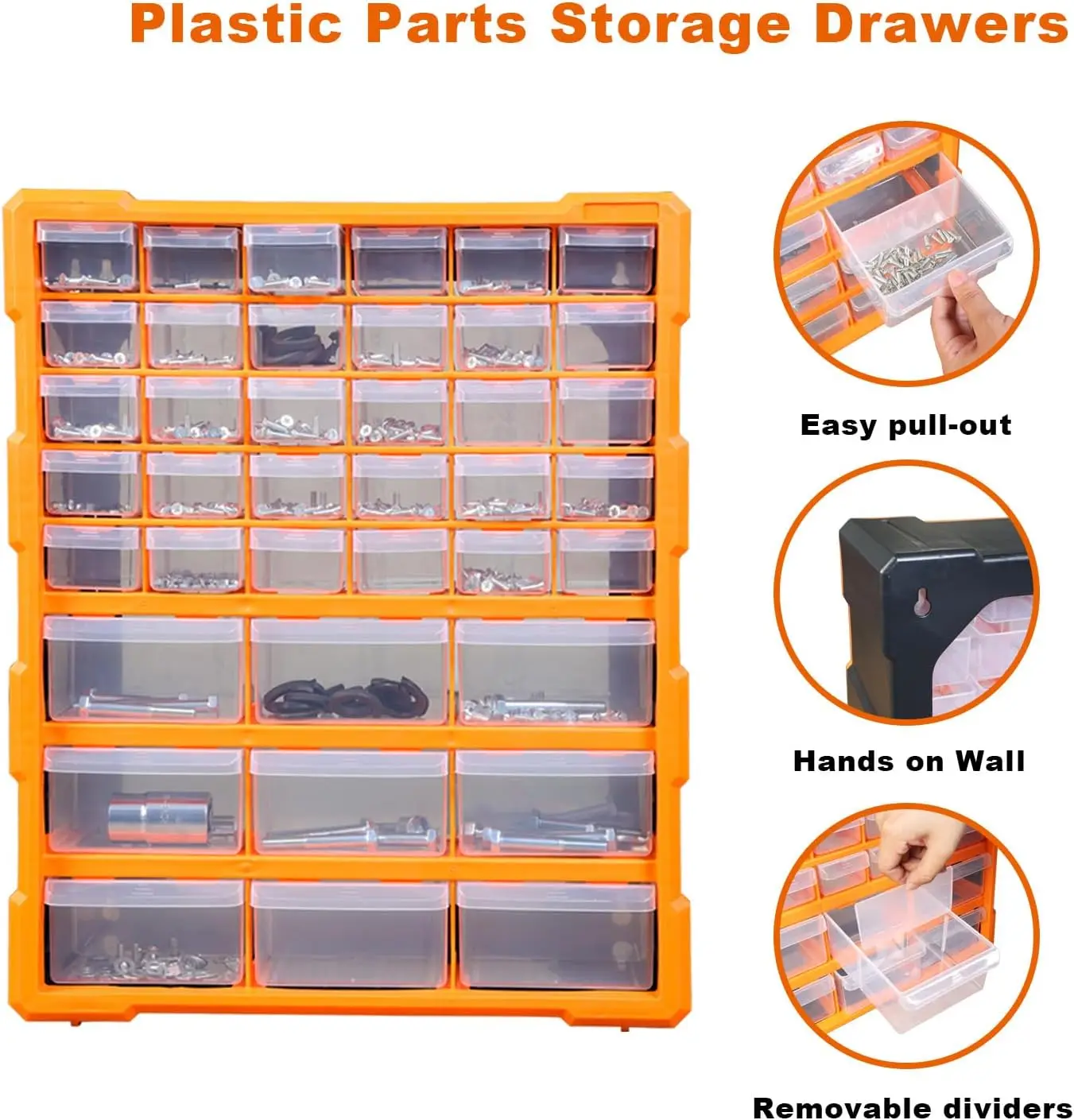 AG1502U Torin 39 Drawers Storage Cabinet Organizer Convenient Plastic Parts Storage for Desktop or Wall Mounted Organization 6