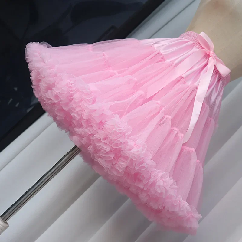 New Women Flower Style Lolita Petticoats Crinoline Inner Bustle Cosplay Tutu Puffy Pleater Cancan Skirt Under Wedding Dresses