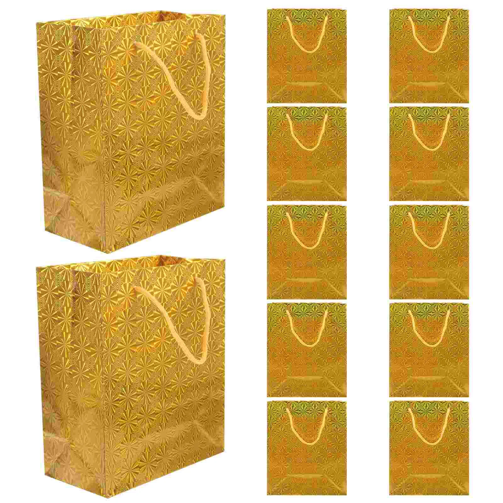 

12 Pcs Glossy Paper Bag Shopping Decor Silver Gift Bags with Handles Containers