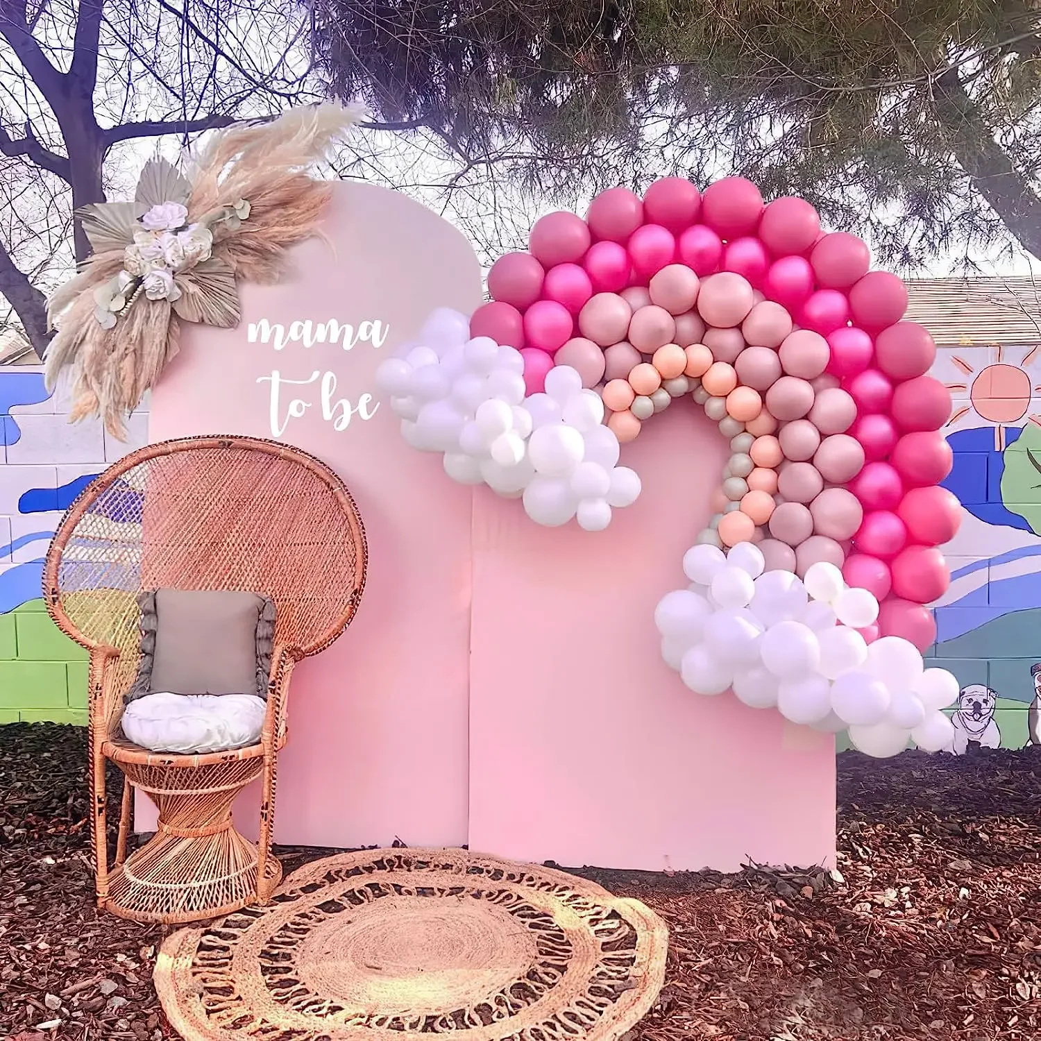Party Backdrop Decor Photo Mehofond Background Arch 2-Sided Fitted Round Top Covers Birthday Wedding Baby Shower Ceremony