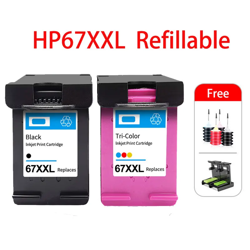 Cartucho de Tinta Recarregável Compatível para Hp67 67xl 67xxl Deskjet 2734 2735 2736 2737 2742 2752 2755 2765 2772 2774 Impressora - Imagem 3