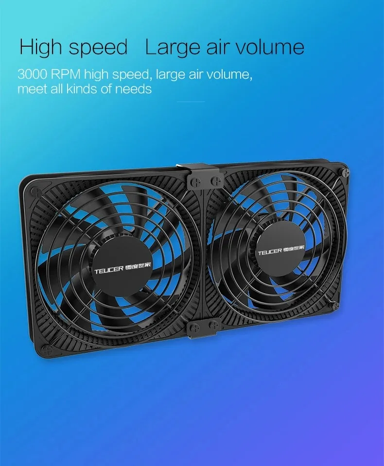 Description Picture 5 of itemTEUCER 3000RPM 120MM Large Air Volume 220V Btc Mining Machine Workstation Cabinet Server Case Cooling System Fan with Adapter