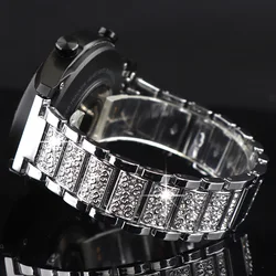 Shiny Rhinestone Bracelet Strap - Elegant Luxury Watch Band - 22mm Band (Silver)
