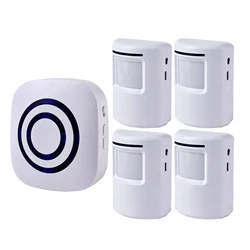Wireless Motion Sensor Alarm with 38 Chime Tunes - Indoor Home Security Alert System - EU (4 sensor 1 receiver)
