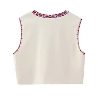 KEYANKETIAN Women Vintage Floral Embroidered Open WaistCoat Ladies National Style Vest Jacket Outfits Casual Vacation Crop Top - Image 2