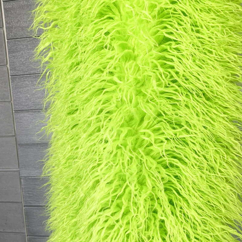 Green Mid-length Faux Fur Coat Fashin Jacket Women's Clothing Free Shipping