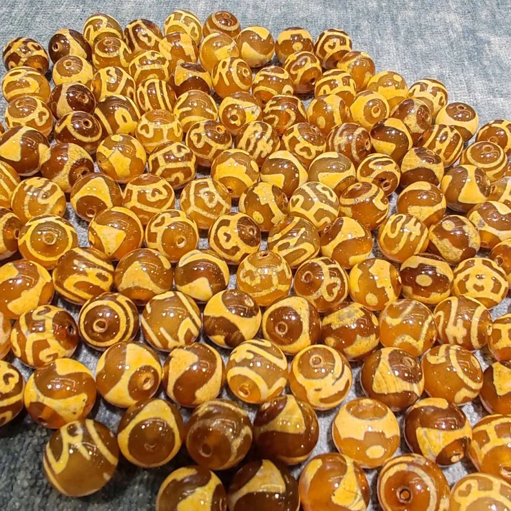 

Tibet Agate Dzi Yellow Tiger Tooth Treasure Bottle Multi Totem Heavenly Bead Necklace Pendant DIY Accessories 100 pieces/pack