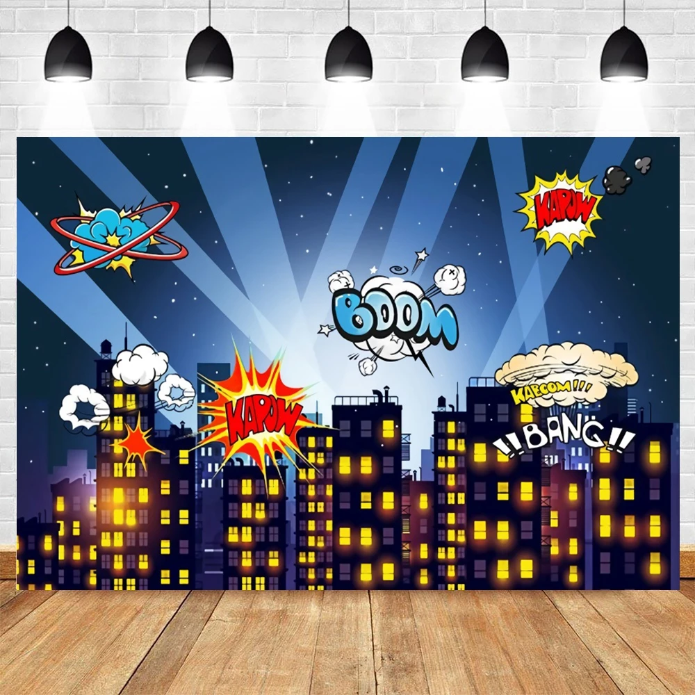Photo backdrop photo wallpaper Yeele Superhero Baby Shower Birthday Backdrop City Building Super Hero Party Photography Background Photo Studio Photophone