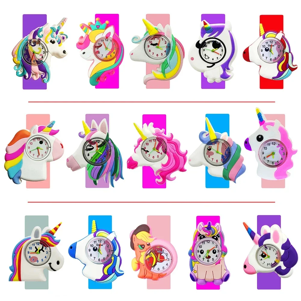 Rainbow Unicorn Watch Children Birthday Party Gifts Baby Toy Bracelet Clock Girls Boys Kids Watches Free Batteries Stickers unicorn watch children toy pony watch kids gift girls boys slap bracelet kids children quartz sports watches baby clock