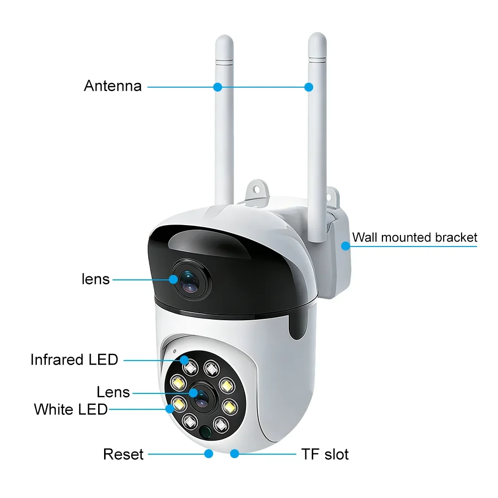 Indoor Camera Wifi Tuya Smart Life 6MP Dual Lens HD Dual Screen AI Auto Tracking PTZ Security Wireless Video Surveillance Camera 5