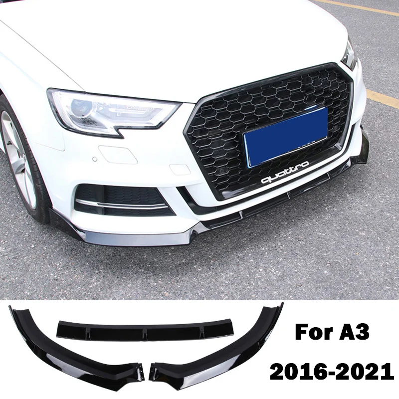 

Front Bumper Lip Body Kit Spoiler Splitters Diffuser For Audi A3 Sport Version Grill Grille Lower Protect Cover Carbon Fiber