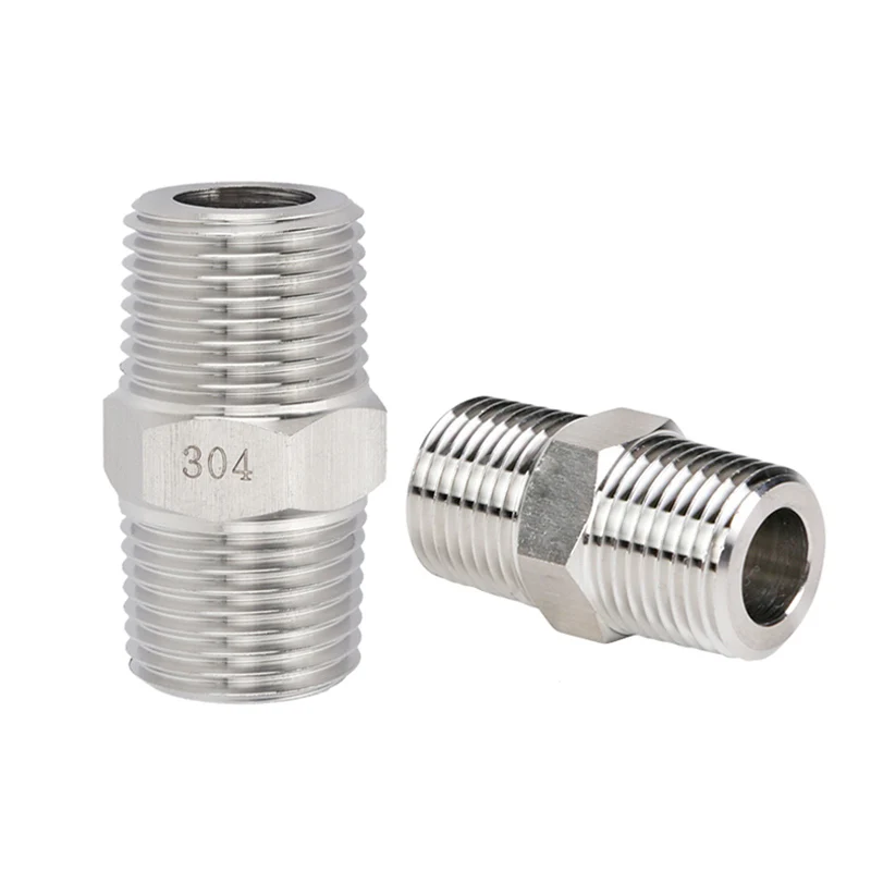 1/8" 1/4" 3/8" 1/2" 3/4" 1" BSPT BSPP BSP NPT Male Thread 304 Stainless Steel Hex Nipple High Pressure Pipe Fitting Coupler