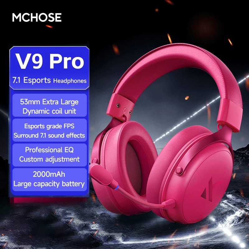 سماعات ألعاب MCHOSE V9 Pro 2.4G BT5.3 سماعة رأس BT...