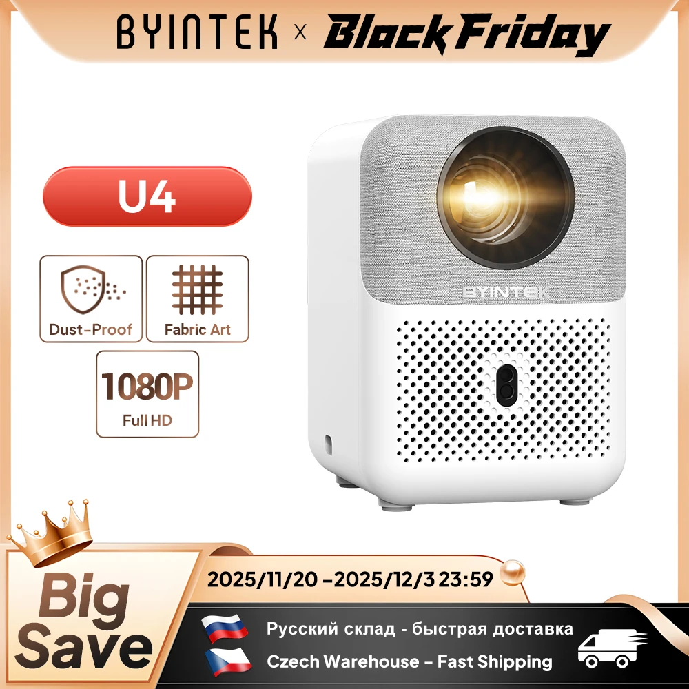 BYINTEK LOVE U4 Projector 4K Smart 1080P Mini Home Theater Video Android WIFI for Smartphone Cinema