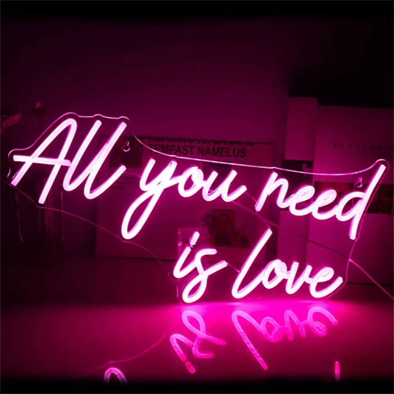 

Beautful All You Need Is Love LED Neon Lights Sign For Wall Decor Warm Letter Neon Light Signs For Birthday Party Wedding Lights