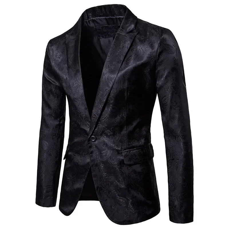 2024 New Men  Banquet Wedding Suit Party Suit Bar Night Club Blazer Men Tops Bright Suit Paisley Blazer Fashion Men's
