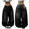 Y2K Fashion New Oversized Pattern Embroidery Jeans Men Gothic Harajuku Retro Hip Hop Popular Casual High Waist Wide-leg Trousers 1