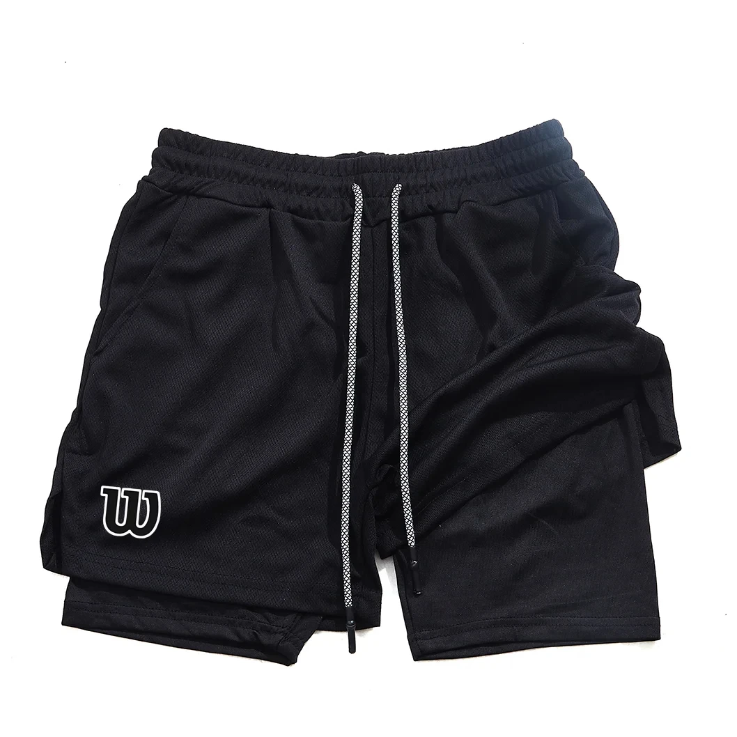 Men Running Shorts 2 In 1 Double-deck Sport Shorts Gym Fitness Short Pants Training Jogging BottomSportswear Men's Clothing