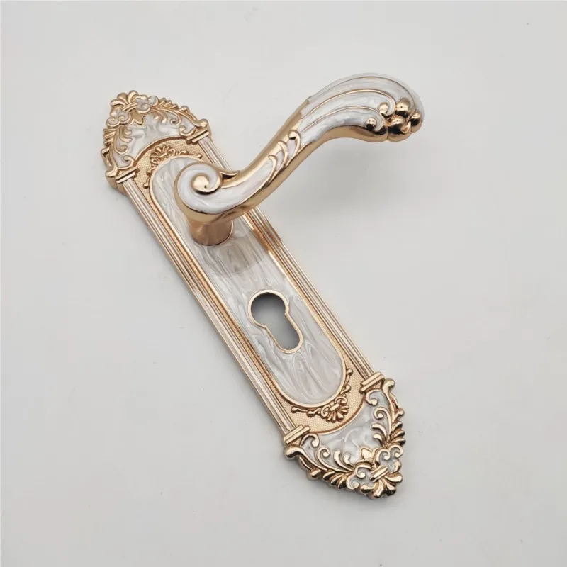 White amber interior door lock European wood door lock press bedroom handle