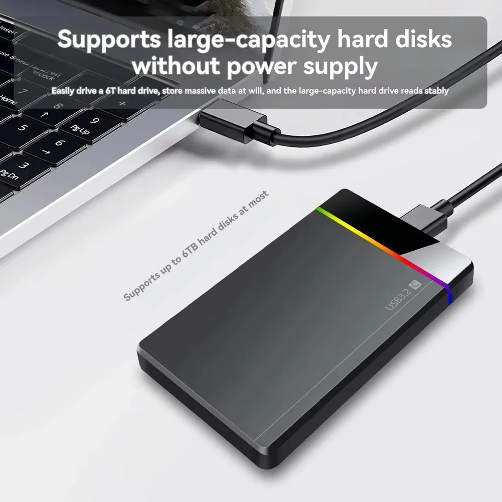 KEBIDUMEI 2.5인치 하드 디스크 SSD HDD 인클로저 USB 3.2 5Gbps 노트북 솔리드 스테이트 메카니컬 타입 C RGB 모바일 하드 디스크 박스