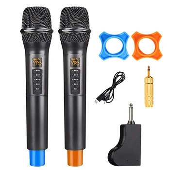 UHF 무선 마이크 세트, 전문 듀얼 핸드헬드 마이크, 가라오케 마이크, 파티, 결혼식, 연설 쇼, 교회 쇼