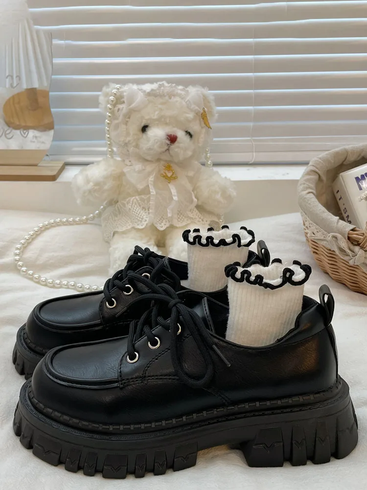 

Повседневная женская обувь, искусственная кожа, круглый носок, универсальные сабо в британском стиле, новая летняя кожаная обувь без шнуровки в стиле преппи Cr