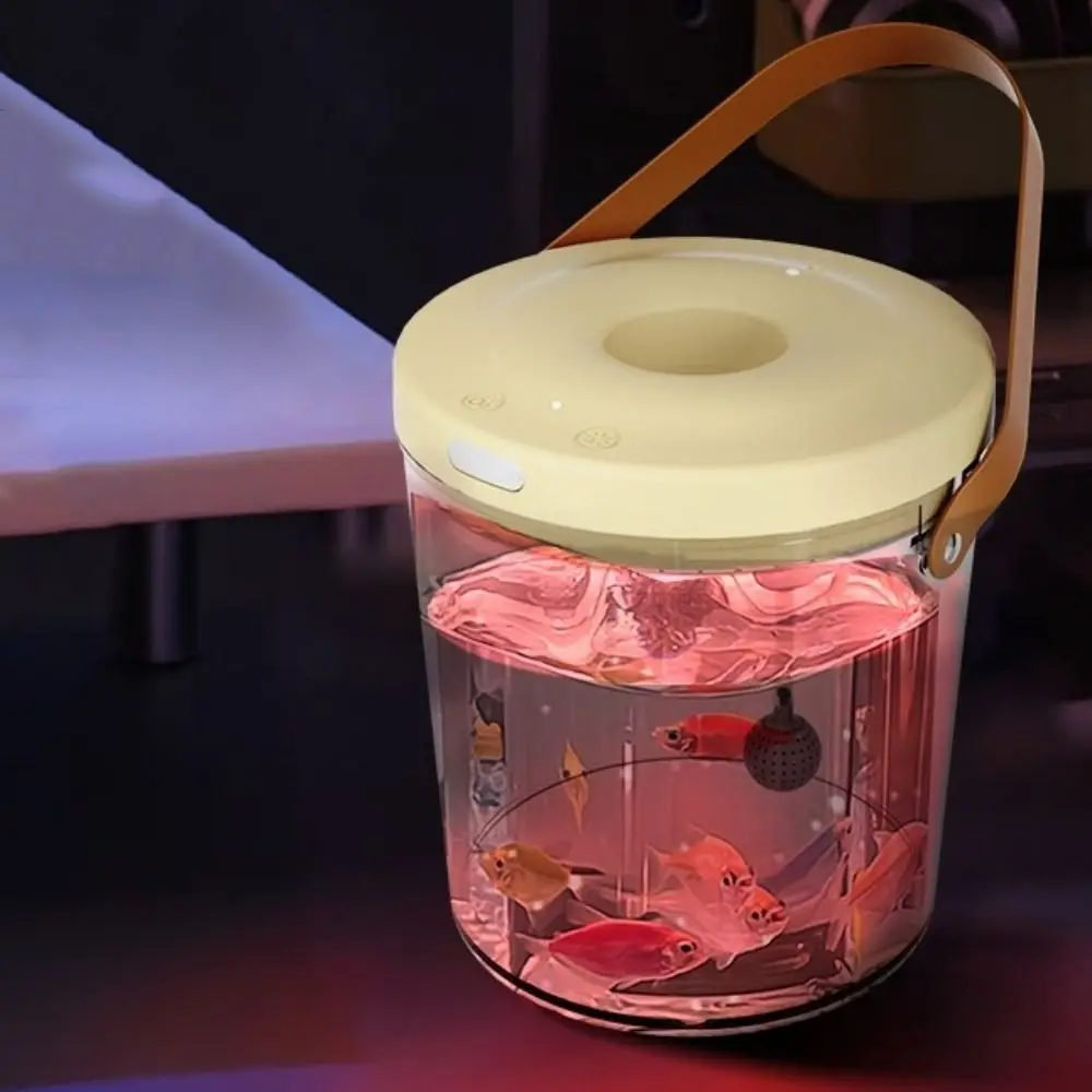 Portable Oxygen Filled Fish Tank PC Plastic Transparent Handheld Fish Tank with Handle USB Charging Ecological Fish Tank