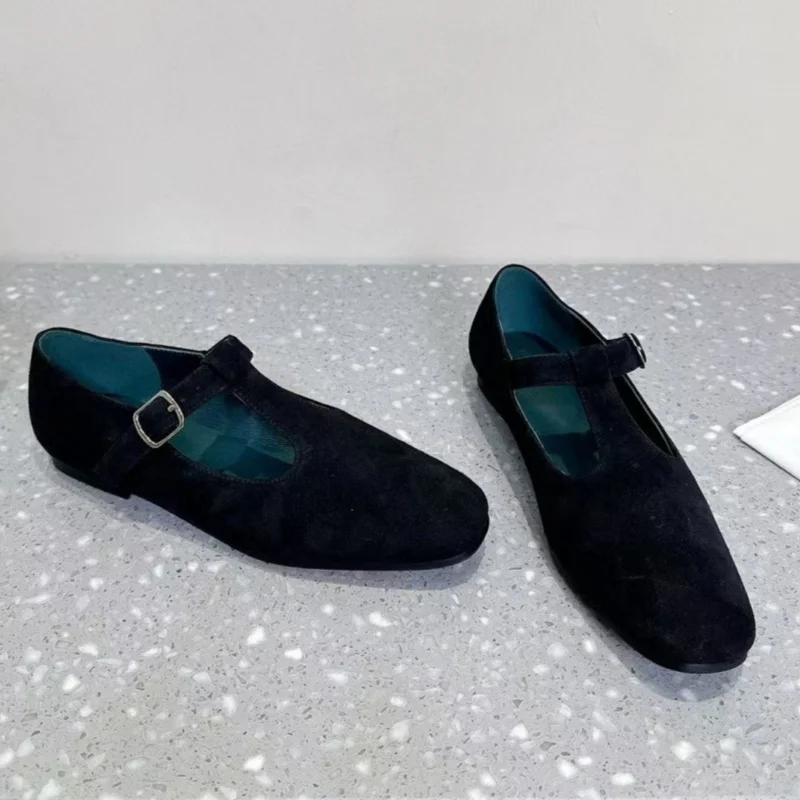 2025 luxury designer women's shoes, professional elegance, shallow flat leather, casual Mary simple shoes, matched dress 6
