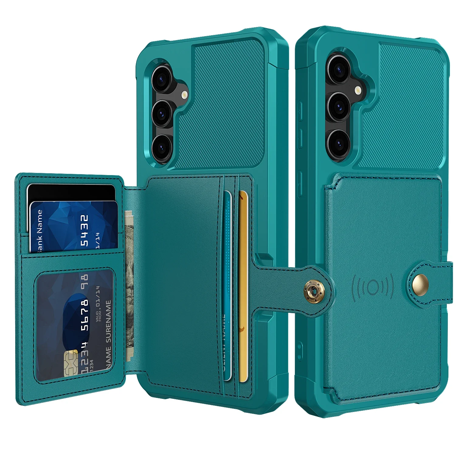 Magnetic Leather Wallet Case with Card Slot - Premium Pocket Pouch Cover in Sleek Design