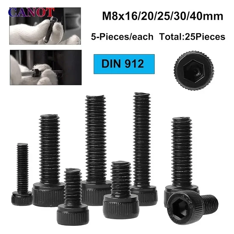 Hex allen Socket Cap Head Screw M2 M3 M4 M5 M6 M8 Black grade 12.9 Metric DIY Furniture Bolts