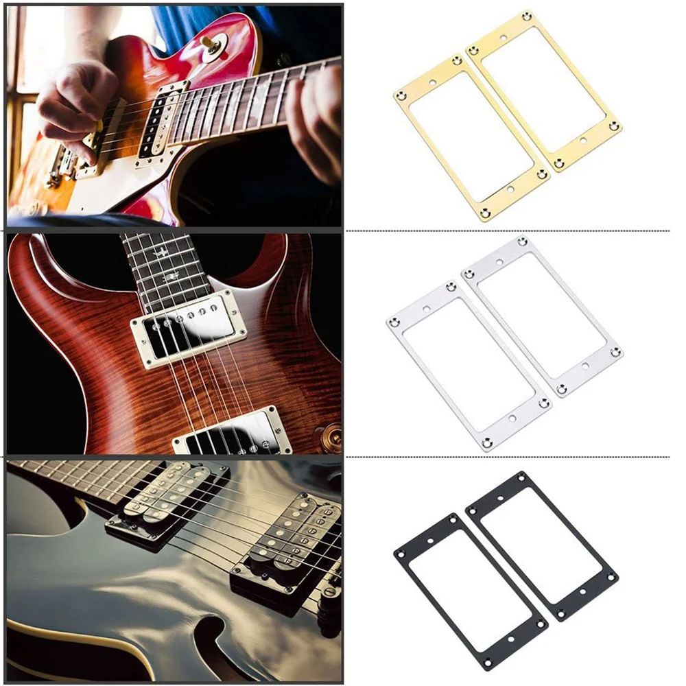 

2pcs Chrome Metal Flat Electric Guitar Pickup Ring 2mm Thick Frame Mounting Ring Frames Chrome Flat Bottom Humbucker Frame