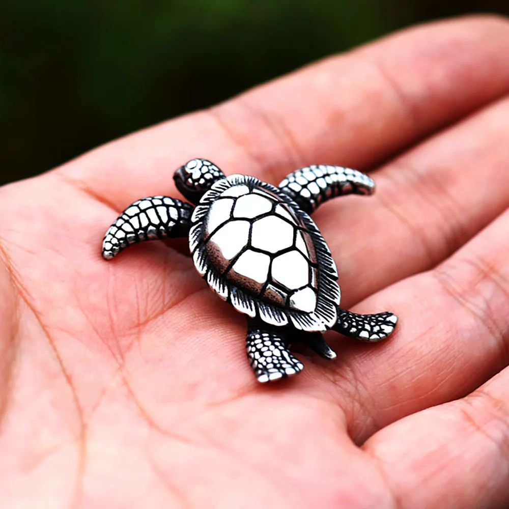 Special Design Vintage 3D Sea Turtle Pendant Necklaces For Men Women 316L Stainless Steel Punk Cute Creative Jewelry Wholesale 5