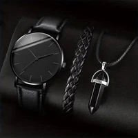 3PCS/Set Fashion Mens Sports Watches Man Business Quartz Wristwatch Luxury Leather Bracelet Men Casual Clock Watch 1