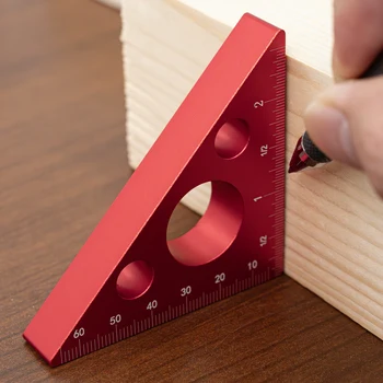 1pc Triangle Ruler, 45/90 Degree Metric Scale, Precision Angle Ruler, Aluminum Alloy Thickened Height Ruler, Multifunction Woodw 1