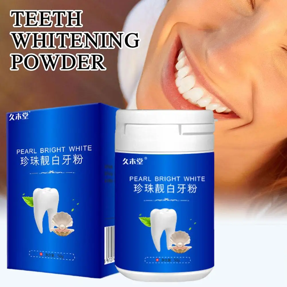 

50g Pearl Teeth Whitening Powder Teeth Brightening Remove Product Rapid Oral Stain Plaque Care Cleaning Toothpaste Hygiene T7O5